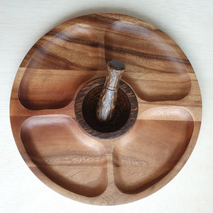 Wooden Tray - 5 Section Acacia Circle (28cm)