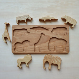 Handmade Wooden Wildlife Animals Puzzle (6 Piece)
