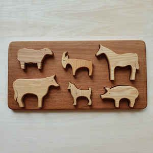 Handmade Wooden Farm Animals Puzzle (6 Piece)