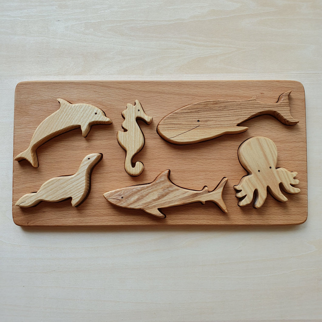 Handmade Wooden Sea Animals Puzzle (6 Piece)