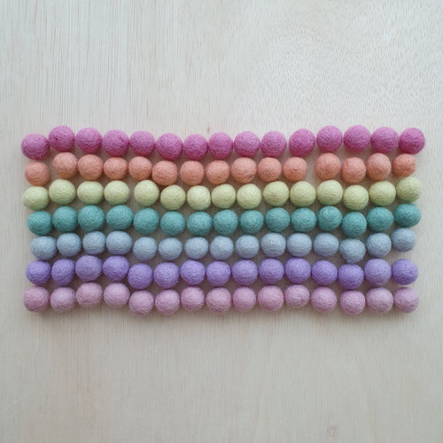 Felt Balls (1.5cm) - Pastel Rainbow (105 pieces)