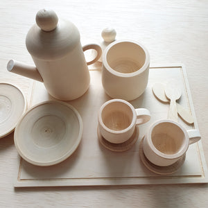 Wooden Teapot Set With Tray