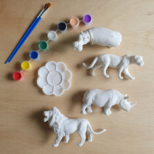 Animal Painting Kit I (Lion, Rhinoceros, Hippopotamus, Jaguar)